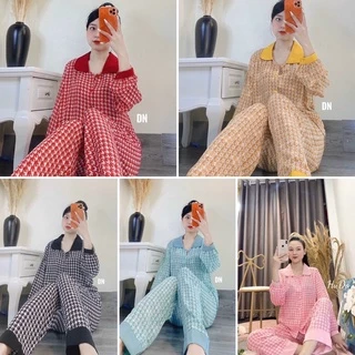 Đồ ngủ nữ pijama lụa mango mặc nhà dài tay lụa cao cấp dễ thương