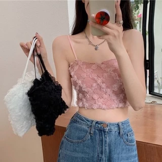 Áo Bra Nữ Ren Hoa Hồng Thêu Nổi 2 Dây Co Giãn Hot Trend 586