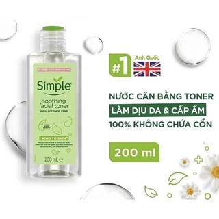 Nước Hoa Hồng Simple Dành Cho Da Nhạy Cảm Kind to Skin Soothing Facial Toner 200ml