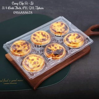 Hộp Nhựa Đựng Bánh Tart Trứng, Bánh Bao, Hộp Nhựa 6 ô (100 cái)