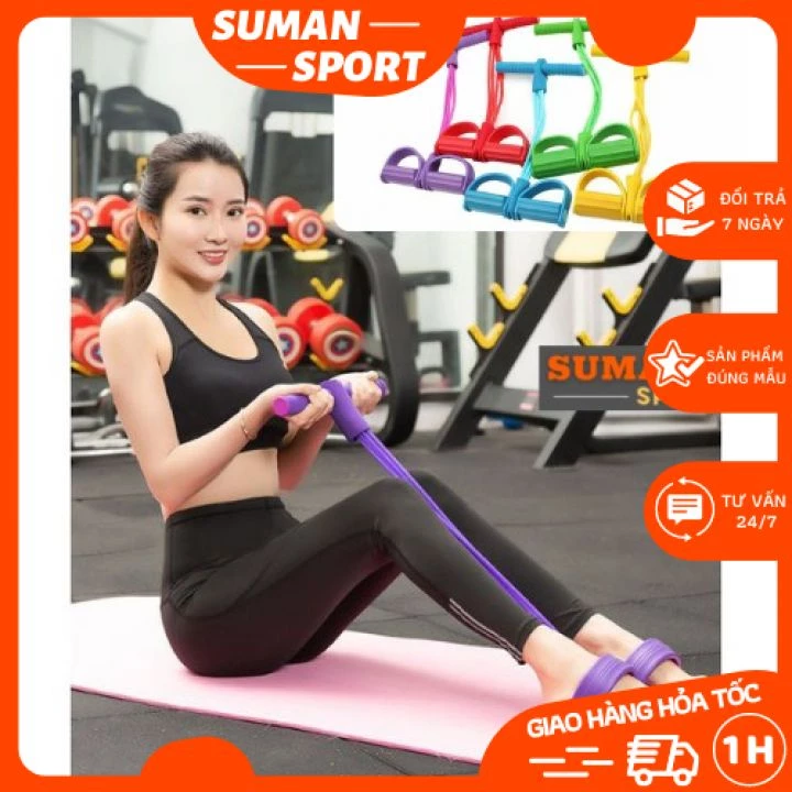 Dây kéo lưng Yoga-Gym đàn hồi cao su, Dây tập thể dục, tập gym cơ bụng thông minh điều chỉnh lực kéo
