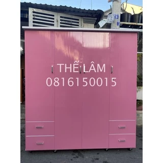 tủ 4 cánh nhựa đài loan hồng 1m85x1m65x50cm (có giao sau giờ hành chính)