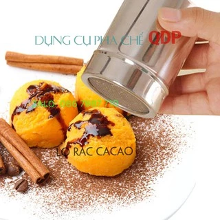 Lọ rắc bột cacao matcha inox có nắp và bộ khuôn rắc bột 16 tấm latte art trang trí