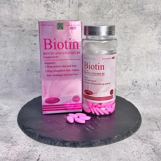 Viên uống Biotin bổ sung vitamin B5 và biotin hỗ trợ giảm rụng tóc, giúp tóc móng chắc khoẻ giảm gãy rụng- chai 60 viên