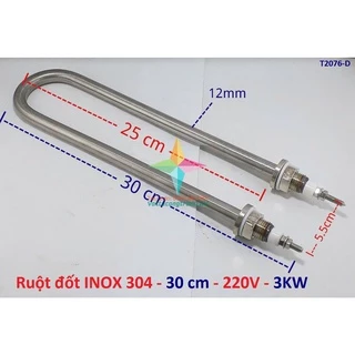 Sợi đốt điện trở nhiệt INOX 304 cho nồi phở 220V-3000W-30cm chân thẳng