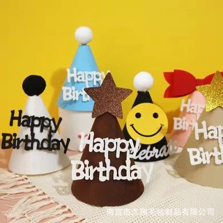 Nón mũ nỉ trang trí sinh nhật phong cách Hàn Quốc, nón sinh nhật 3D Fubao Store