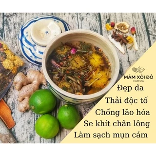 Thảo Dược Xông Mặt nhà Mâm Xôi Đỏ giúp đẹp da, mịn da, sáng hồng hào