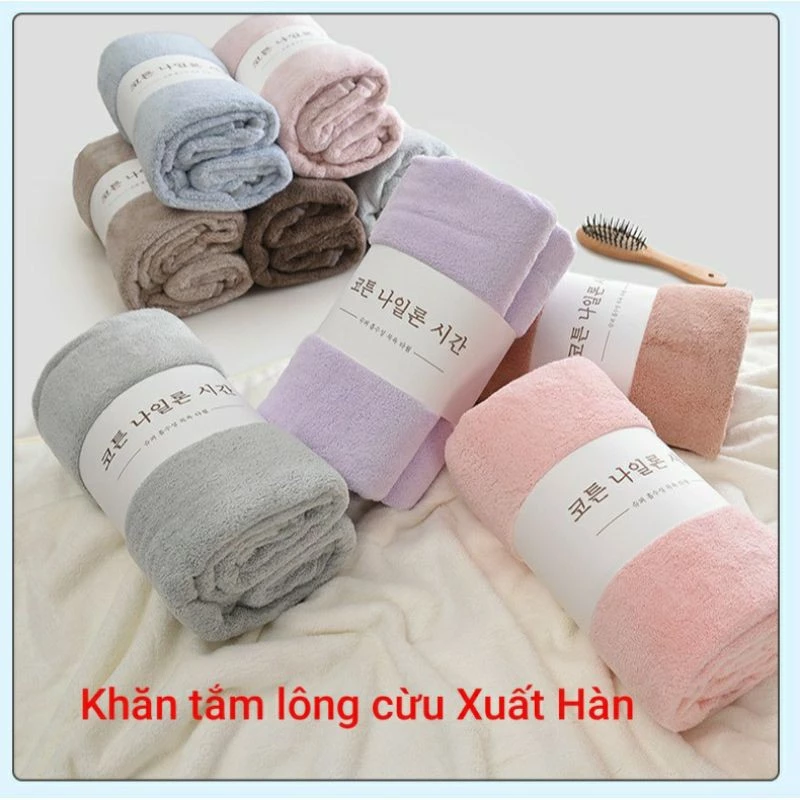 Giá sỉ! Khăn tắm lông cừu xuất mẫu kẻ 70x140cm và 60x120cm