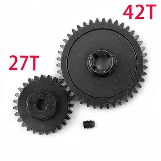 Metal Diff Bánh răng chính 42T + Bánh răng động cơ 27T cho 1/18 WLtoys A959-B A969-B A979-B K929-B Bộ phận nâng cấp ô tô RC