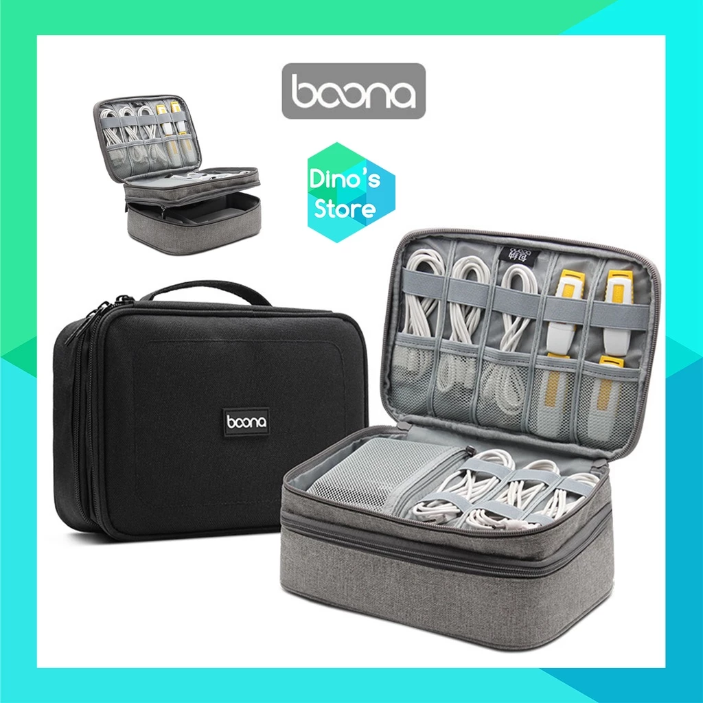 Túi đựng phụ kiện công nghệ, bộ sạc macbook, máy tính bảng, dây cáp sạc, pin dự phòng Boona B004 (Baona) form mềm
