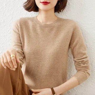 Áo Sweater Dệt Kim Dáng Rộng Tay Dài Trọng Lượng Nhẹ Thời Trang Cho Nữ