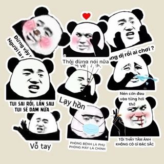 Sticker meme gấu trúc 30-50 cái ép lụa ảnh khác nhau sticker hình dễ thương