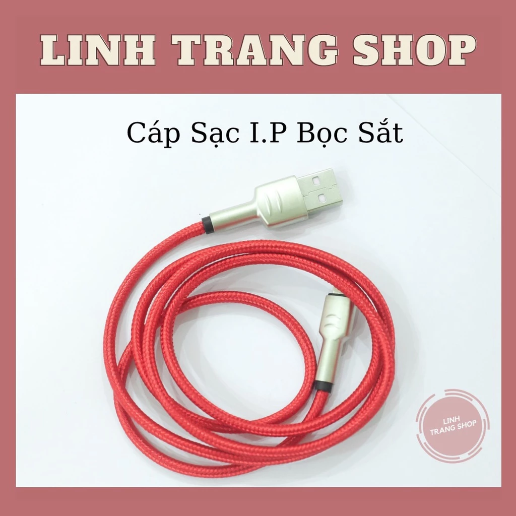 Cáp Sạc Bọc Sắt 2 Đầu, Dây Dù, Chân Cắm Lighting 3A(hỗ trợ sạc tối đa 15W)