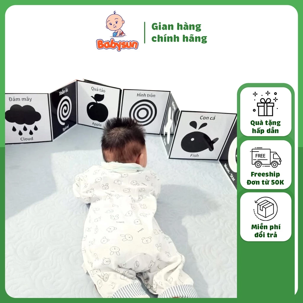 Tranh kích thích thị giác ép Plastic chống lóa, mỏi mắt cho trẻ sơ sinh 0-3 tuổi hàng Việt Nam - Thẻ gấp thị giác cho bé