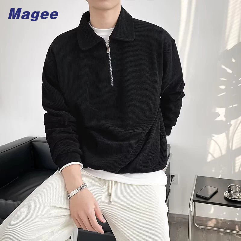 Áo sweater Dệt Kim Tay Dài Màu Sắc Đơn Giản Có Khóa Kéo Phong Cách Hàn Quốc Cho Nam Giới