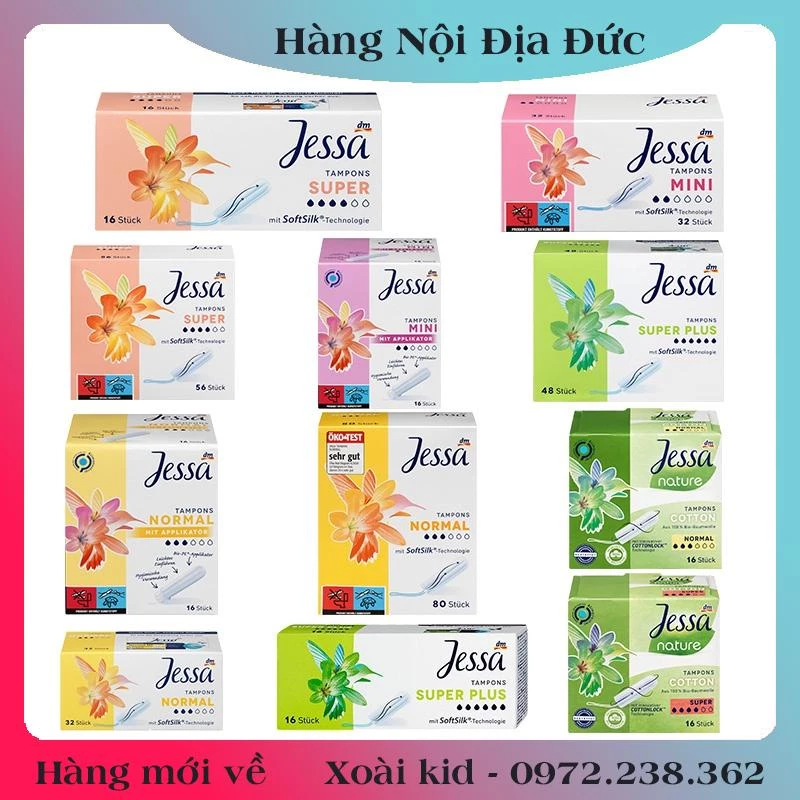 Băng vệ sinh Tampon Jessa hộp đủ size - Hàng Nội Địa Đức