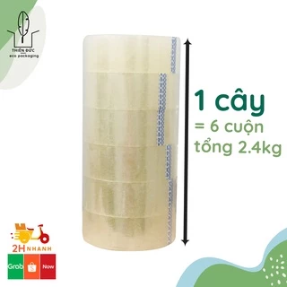 Combo 06 cuộn băng dính dán 0.4kg OPP trong. Cây băng keo văn phòng phẩm lõi giấy mỏng, dai dính