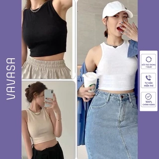 Áo croptop nữ ba lỗ nữ kiểu ôm bigsize cổ tròn thun body tập gym thể thao VAVASA AD01