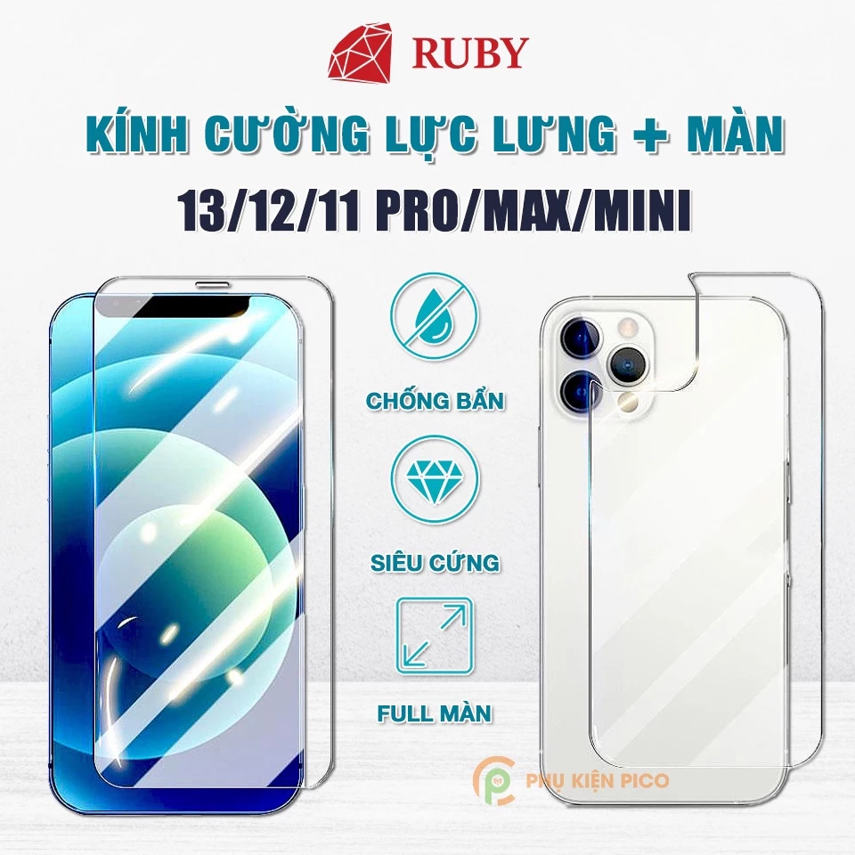 Kính cường lực lưng Iphone 12 / Iphone 13 Pro Max độ cứng 9H trong suốt - Dán lưng Iphone 14 Series / Iphone 15 Series