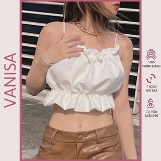 áo yếm croptop nữ 2 dây hở lưng trễ vai ôm kiểu bigsize trắng xinh có mod ngực VANISA CT077