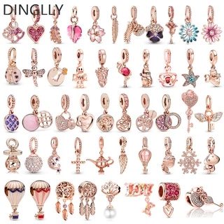 Dinglly rose gold cartoon charm tree of life dream catcher heart vòng cổ mặt dây chuyền phù hợp với phụ kiện trang sức diy mặt dây chuyền