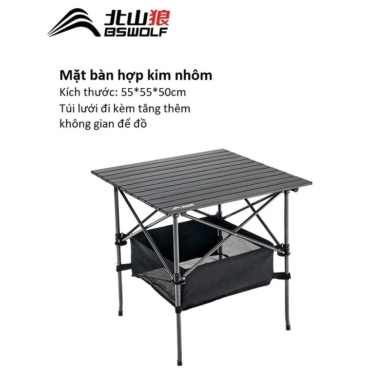 Bàn Xếp Dã Ngoại Cắm Trại BSW-YZ013, Kích Thước 55*55*50cm