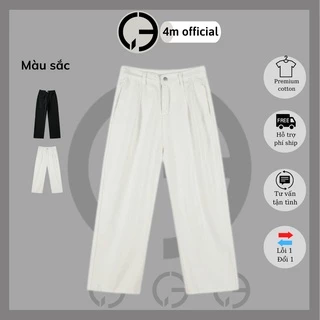 Quần jean baggy ống rộng 4M OFFICIAL, Quần baggy trắng ống rộng phong cách Hàn Quốc