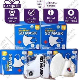 Hộp 10 cái Khẩu trang 5D Mask y tế Màu trắng ôm mặt, mềm mại