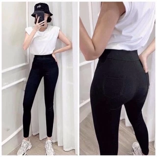 Quần legging nữ dài nâng mông cạp cao siêu hot chất cotton co giãn 4 chiều màu đen Quần legging nữ gen bụng mặc tập gym