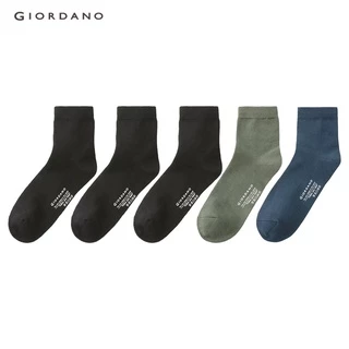 5 Đôi vớ GIORDANO 18152026 ống cao vừa phối logo thoải mái chống trượt