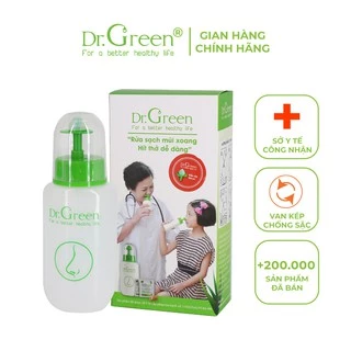 Bình rửa mũi Dr.Green chính hãng | Đầu rửa silicon | Kèm 10 gói muối biển | hỗ trợ viêm mũi xoang