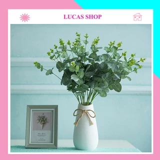 Hoa giả - Lá táo giả Lucas 55cm cành 16 nhánh nhỏ, lá giống thật, phụ kiện trang trí