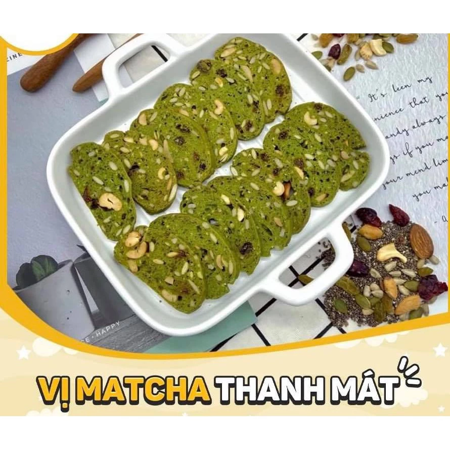 Bánh biscotti ăn kiêng vị trà xanh 250gram