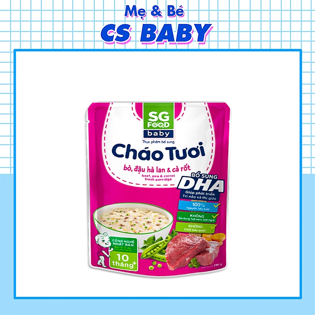 Cháo Tươi Baby SG Food Food Bò & Đậu Hà Lan 240g CS Baby