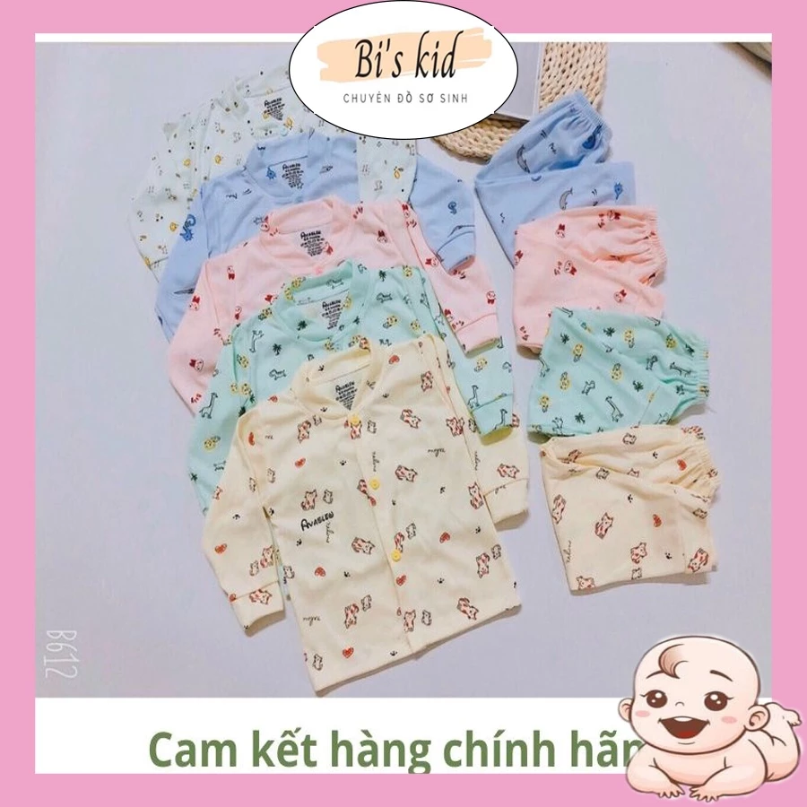 xả kho Bộ nỉ cotton dài tay Aveslew cho bé từ 3-13kg