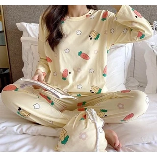 Set đồ bộ ngủ nữ mặc nhà ulzzang pijama Thỏ và cà rốt DN053 (có ảnh thật)