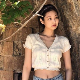 Jennie BLACKPINK Phụ nữ đan rỗng tay áo ngắn hàng đầu