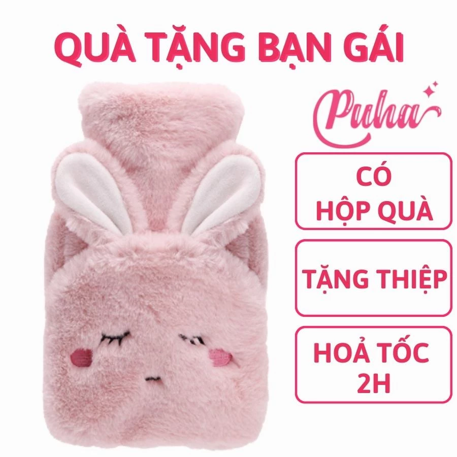 Túi chườm nóng bụng kinh PUHA 500ml, túi chườm nóng sưởi ấm giảm đau bụng kinh nguyệt hiệu quả