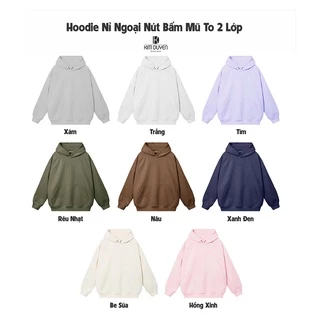 Áo Hoodie Nút Bấm Trơn Áo Hoodie Nỉ Ngoại Dày Dặn Tay Bồng Form Rộng Unisex