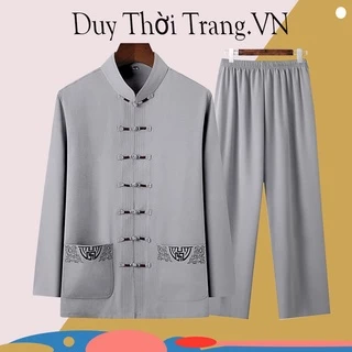 Bộ quần áo cổ tàu cho bố, cho ông chất đũi mộc, trang phục 4 mùa!