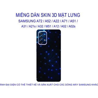 Miếng Dán Skin 3D mặt lưng SAMSUNG A72 / A52 / A22 / A71 / A51 / A31 / A21s / A32 / M51 / A12 chống trầy xước...