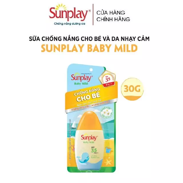 Kem chống nắng Sunplay cho bé từ 6 tháng tuổi và da nhạy cảm, dạng sữa Sunplay Baby Mild SPF 35, PA++ 30g