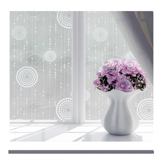 Decal giấy dán kính hoa xoàn trắng khổ 45cm keo sẵn