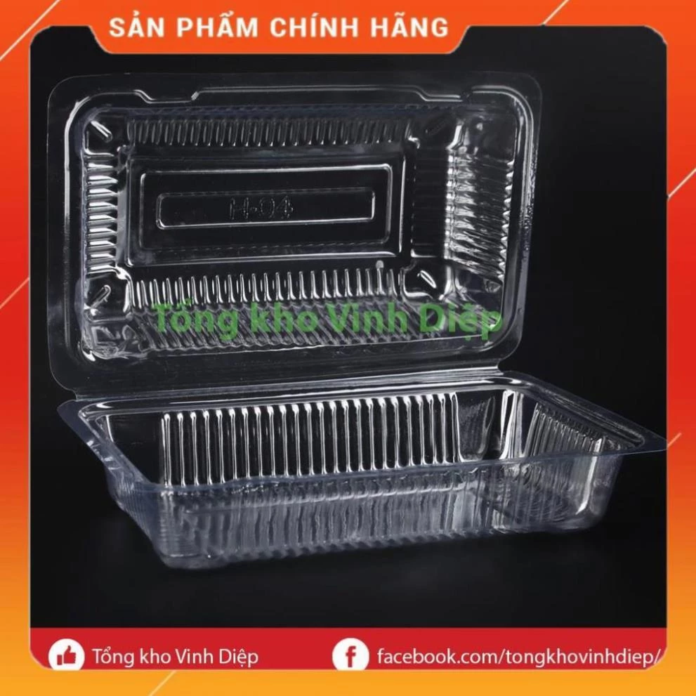 Combo 100 hộp nhựa đựng bánh bông lan cuộn, su kem, bánh tráng trộn, hoa quả, đồ ăn - H04