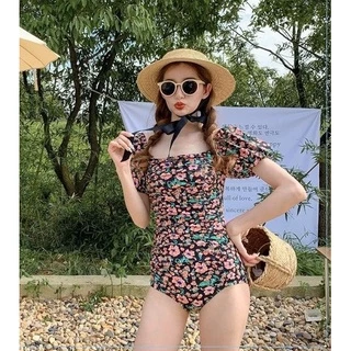 Molly bikini - Bộ bơi 1 mảnh in hoa trẻ trung mùa hè, áo tắm đi biển phong cách Hàn Quốc