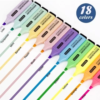 Bút đánh dấu highlight dạ quang 18 màu lựa chọn