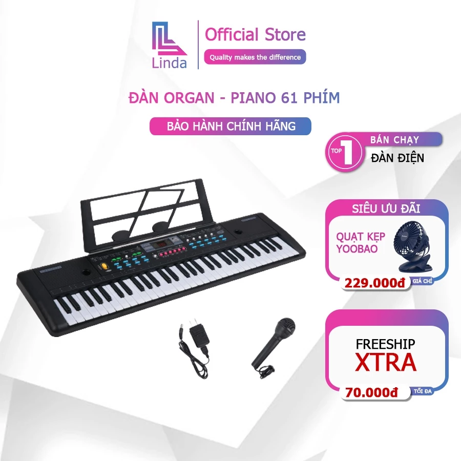 Đàn Organ Đàn Piano cho bé 61 phím Keyboard tặng kèm míc cho người mới chơi