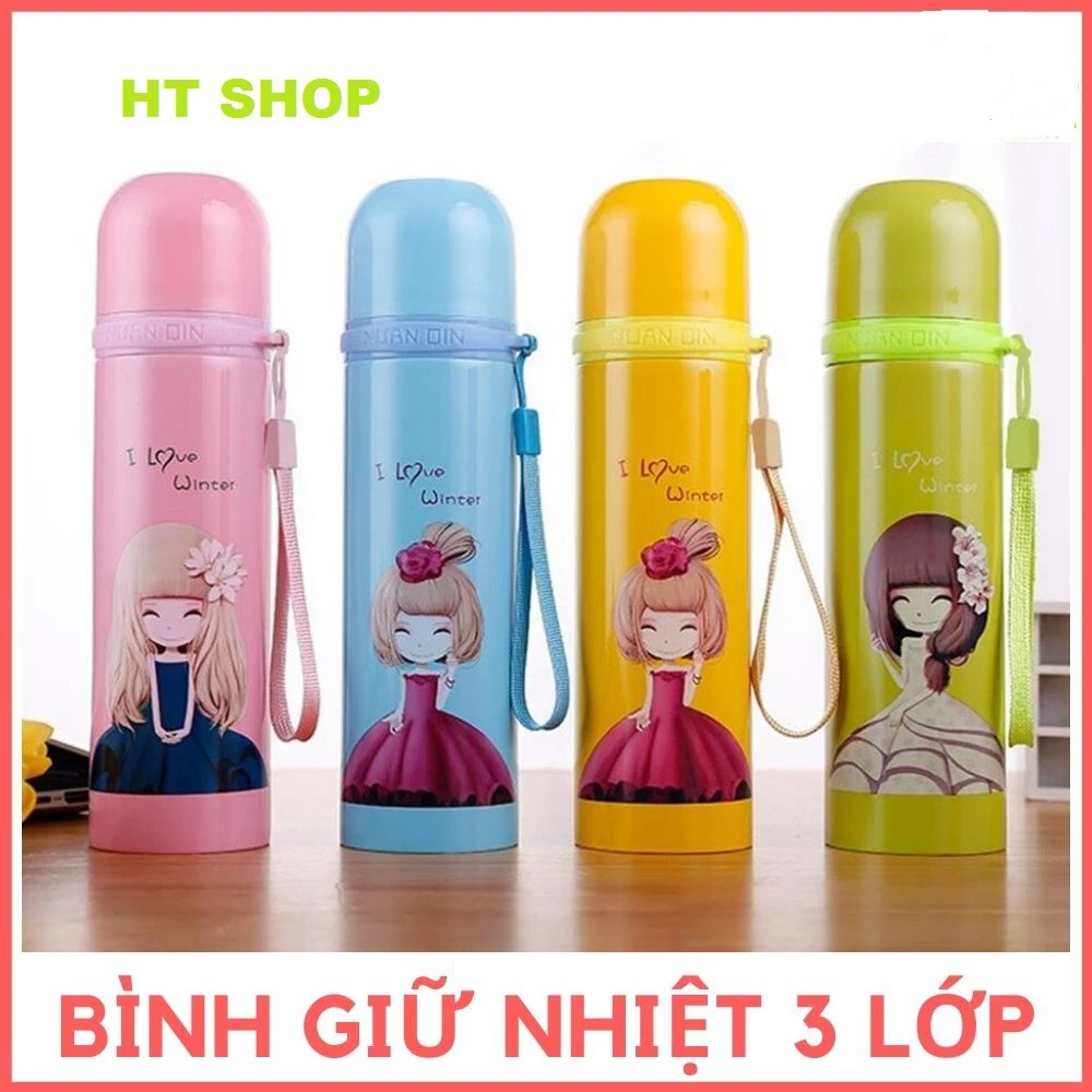 Bình giữ nhiệt  cao cấp 500ml mẫu cute -giao mẫu ngẫu nhiên