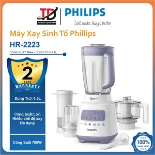 Máy Xay Sinh Tố Philips HR2223 - 3 Cối + 1 Lõi Ép - Công Suất 700W Xay Được Đá, Hạt - Bảo Hành Chính Hãng 2 Năm