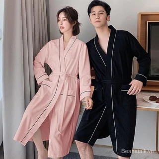 Áo choàng tắm dáng dài 100% cotton mỏng thấm hút nhanh dành cho cặp đôi